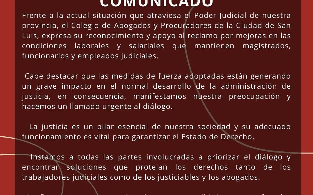 Comunicado reclamo salarial del Poder Judicial