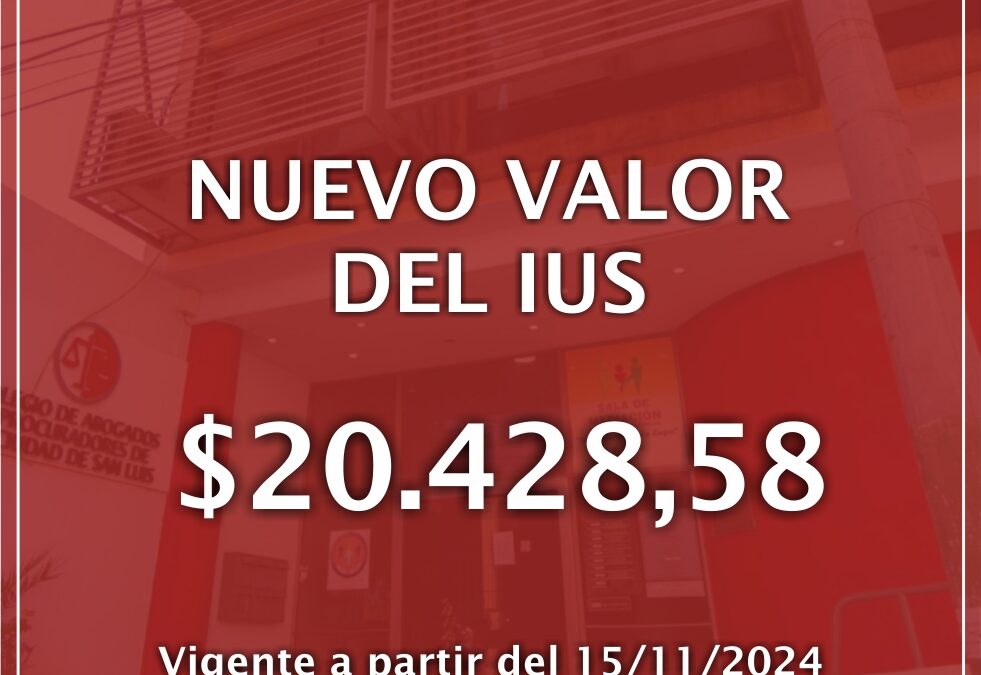 Nuevo valor del IUS -Noviembre 2024