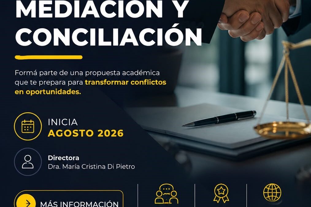 Convenio con la UCC 20% de descuento en la Maestría en Negociación, Mediación y Conciliación de agosto de 2026.